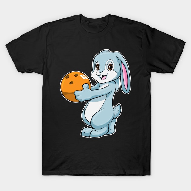 Rabbit at Bowling with Bowling ball T-Shirt by Markus Schnabel